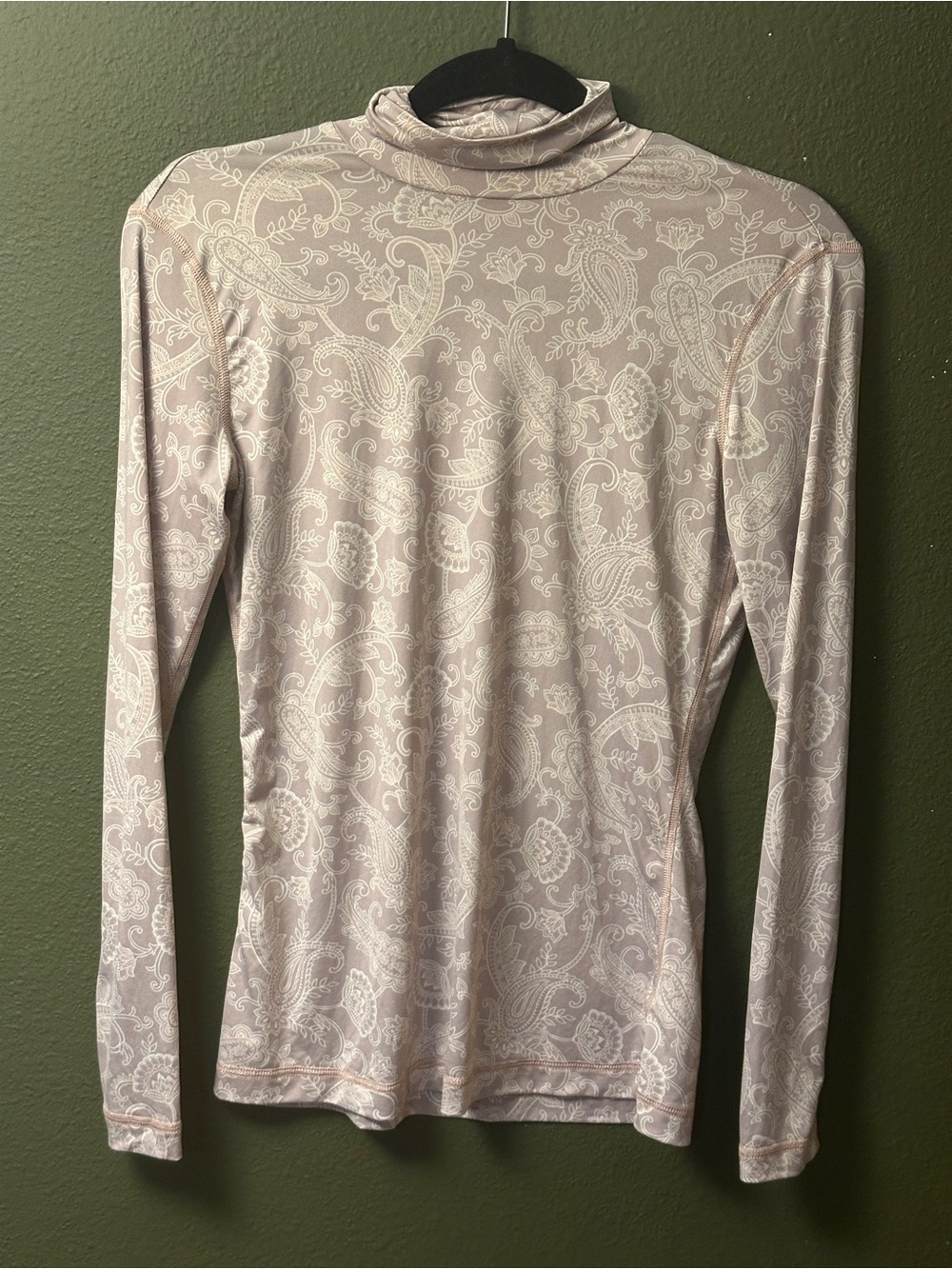 Lands' End Pale Pink Paisley Long-Sleeve Turtleneck